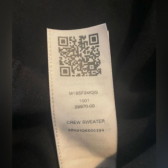 True Religion Mens Crew Sweater Sz XL Black Metal Logo Long Sleeve White Stripe - Picture 6 of 8